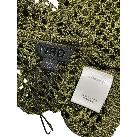 Nbd 'Lex Sequin' Green Polyester Cropped Sweater Size S NWT - Picture 4 of 4